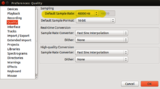 the default project sampling rate can be set from the Edit | Preferences menu